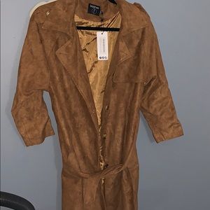 boohoo brown trench jacket